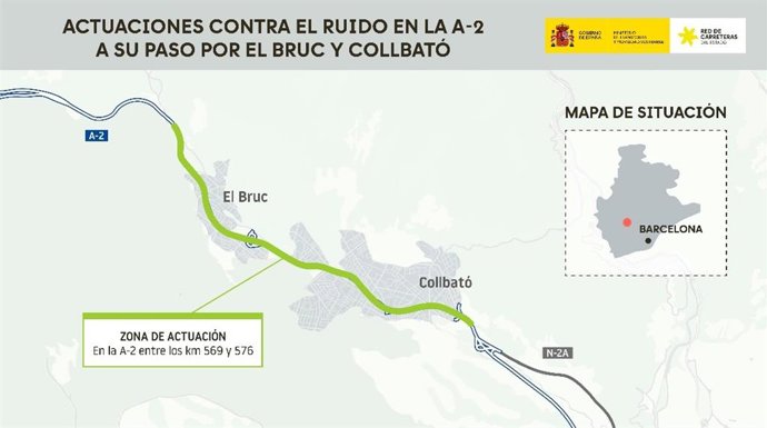 Plànol de la zona on s'instal·laran les pantalles acústiques