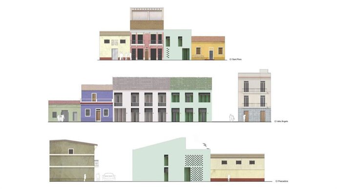 Imagen Virtual De Las Diferentes Fachadas Del Edificio Del Cabanyal Para Personas En Riesgo De Exclusión Social
