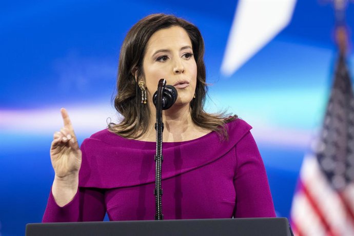 Archivo - February 22, 2025, National Harbor, Maryland, USA: Congresswoman Elise Stefanik speaks during 2025 CPAC Conference Day 3 at Gaylord Convention Center in National Harbor, Maryland on February 22, 2025.