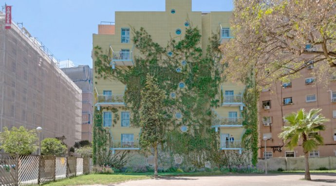 Render de la medianera ganadora de Sants-Montjuïc, en el Jardí de Francesc Masclans i Girvès