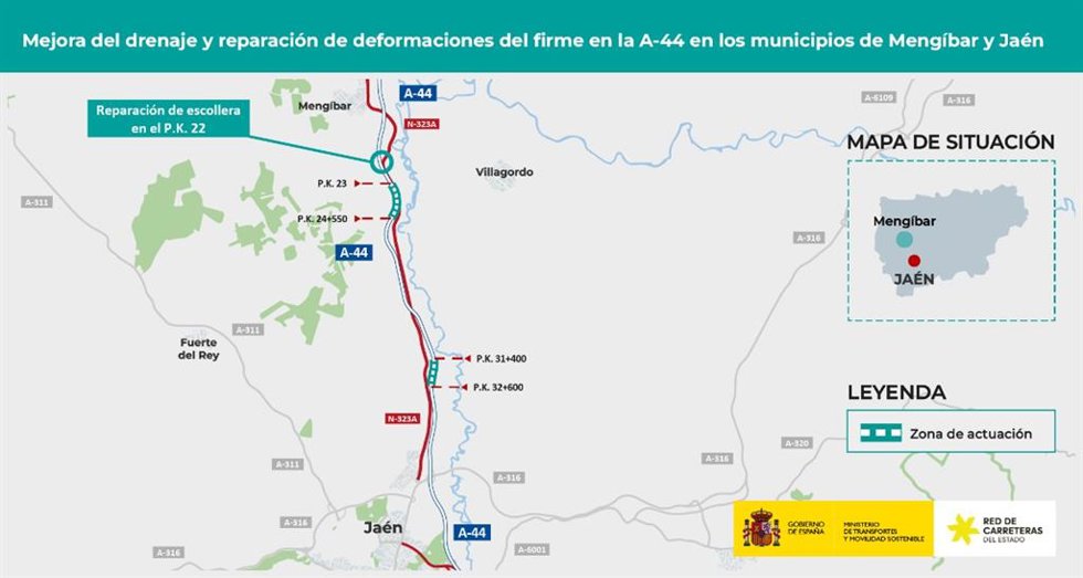 Mapa de la zona de la autovía en la que se va a actuar.