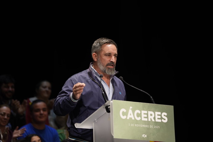 El presidente de Vox, Santiago Abascal, participa en un acto público. Imagen de archivo.