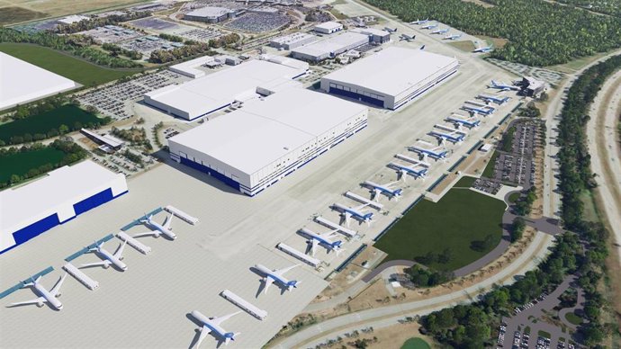 A rendering of Boeing’s Second 787 Final Assembly Building when complete (Credit: Boeing)