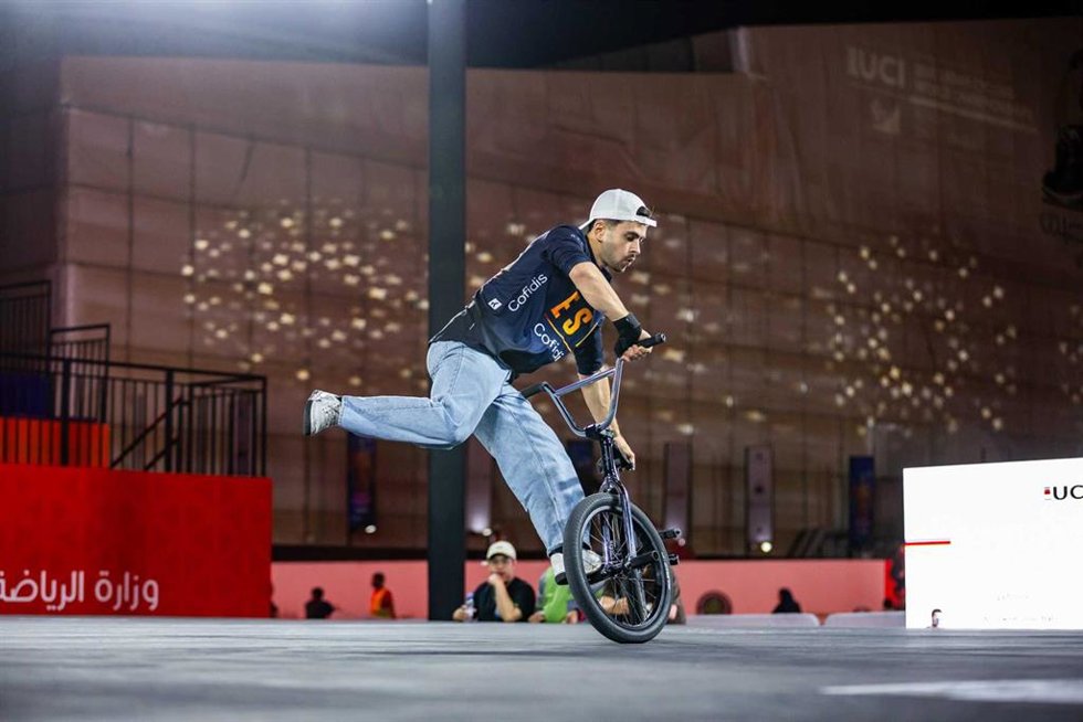 Varo Hernández, durante el Campeonato del Mundo de ciclismo urbano.