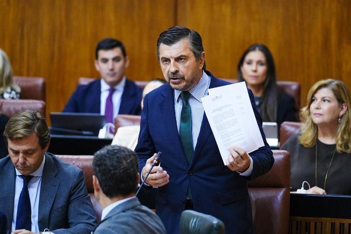 El portavoz del Grupo Parlamentario Popular, Toni Martín, en una imagen de archivo en el Pleno. 