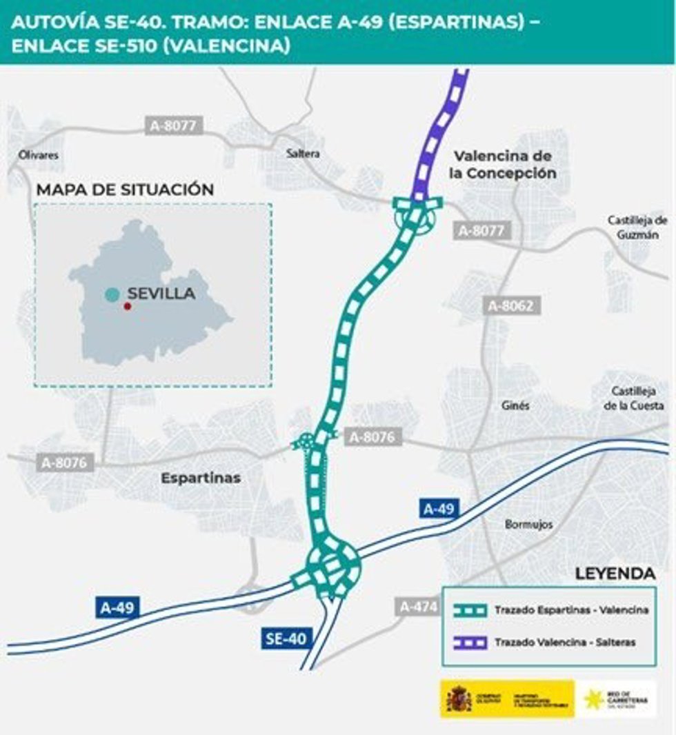 El Gobierno adjudica por más de 84 millones las obras para el nuevo tramo Espartinas-Valencina de la SE-40