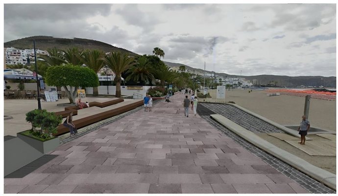 El Cabildo de Tenerife invierte más de 3 millones en larenovación del Paseo Marítimo de la Playa de Las Vistas, en Arona