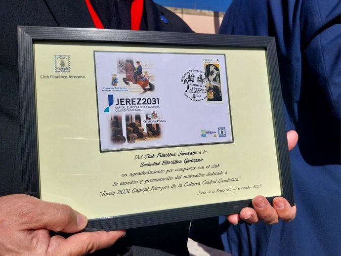 Sello conmemorativo de Correos para Jerez como Capital Europea de la Cultura.