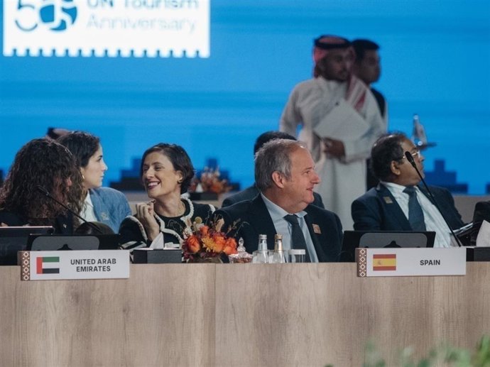 El ministro de Industria y Turismo, Jordi Hereu, durante la 26ª Asamblea General de ONU Turismo que se celebra desde este sábado en Riad (Arabia Saudí).