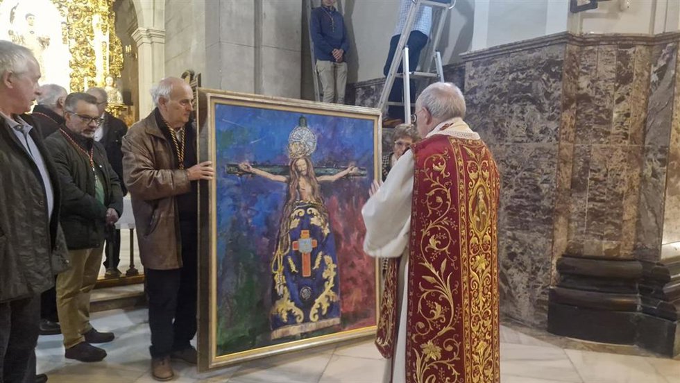 Pintura donada por la Cofradía del Santo Cristo de los Milagros y San Lorenzo Mártir a la la Real Cofradía de San Lorenzo con motivo del 1.800 aniversario del nacimiento del patrón de la ciudad y de la diócesis de Huesca.