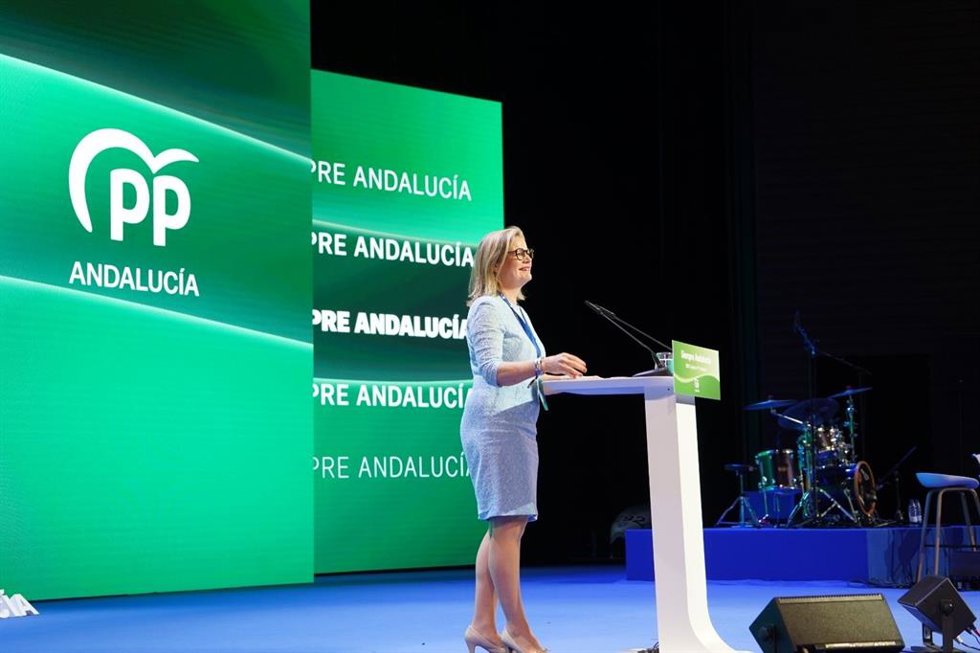 La presidenta del Partido Popular Europeo en el Comité Europeo de las Regiones y Ciudades, Sari Rautio, en el 18 Congreeso Autonómico del PP de Andalucía celebrado en Sevilla.