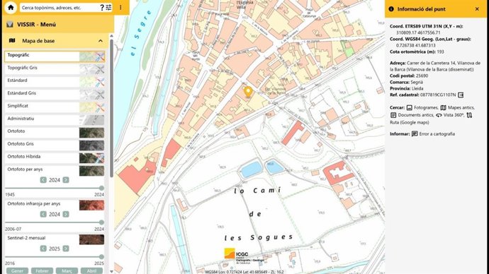 Imagen de Vissir 4, visor de geoinformación de Catalunya