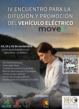 Cartel del IV Encuentro para la Difusión y Promoción del Vehículo Eléctrico 'Movex Almodóvar'.