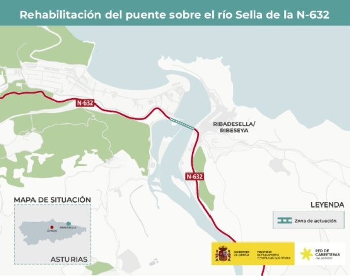 Las obras de rehabilitación del puente sobre el río Sella obligan a cortes puntuales esta semana
