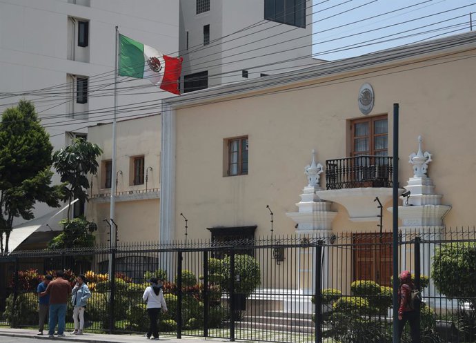 LIMA, Nov. 4, 2025  -- Photo taken on Nov. 4, 2025, shows the Mexican Embassy in Lima, Peru. The government of Peru has decided to break diplomatic relations with Mexico, Peruvian Foreign Minister Hugo de Zela told a press conference on Monday.