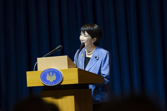 A primeira-ministra do Japão, Sanae Takaichi, durante a cúpula da Cooperação Econômica Ásia-Pacífico (APEC) em Gyeongju, Coreia do Sul (arquivo).