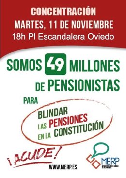 Cartel de la concentración de pensionsitas en Oviedo.