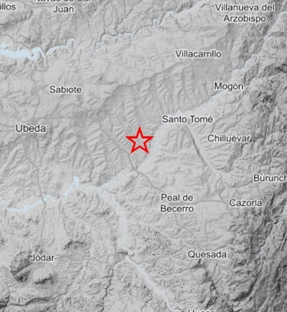 Mapa con el epicentro de uno de los terremotos registrados en Santo Tomé.