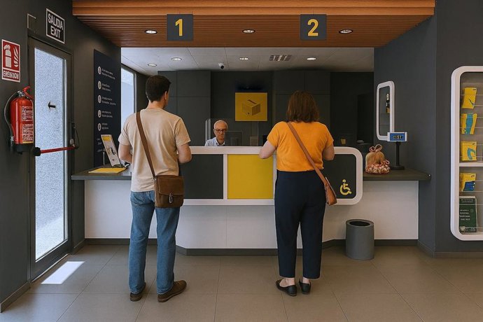Dos usuarios en una oficina de Correos en una imagen de recurso.