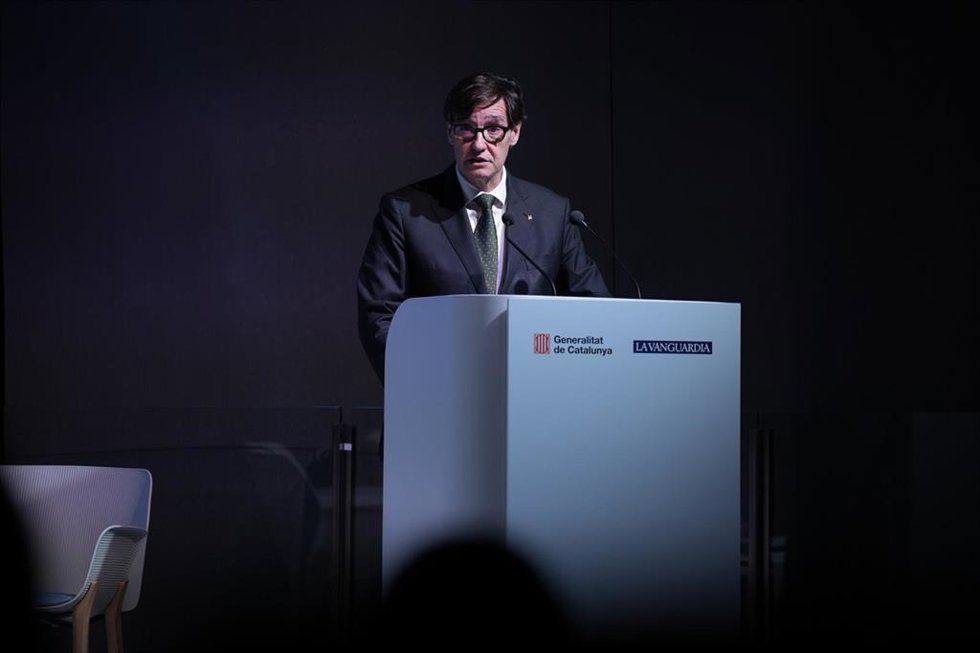 El presidente de la Generalitat, Salvador Illa, durante la jornada 'Catalunya intelligent: IA per transformar el futur' en la Torre Glries de Barcelona