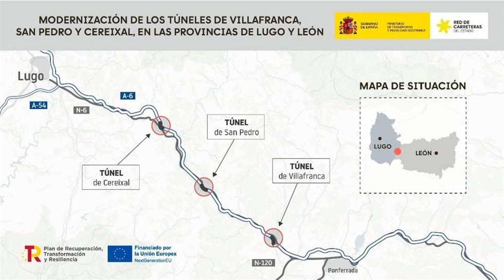 Gráfico sobre las obras de mejora en túneles de la A-6.