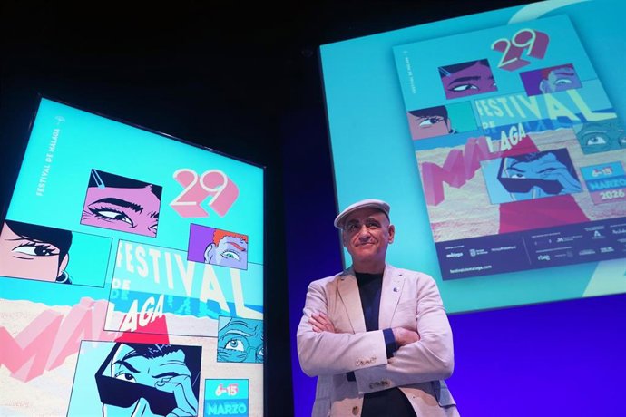 Pepo Pérez diseña el cartel del 29 Festival de Málaga, que celebra su carácter multicultural y pone alfombra roja hacia el mar como punto de encuentro.
