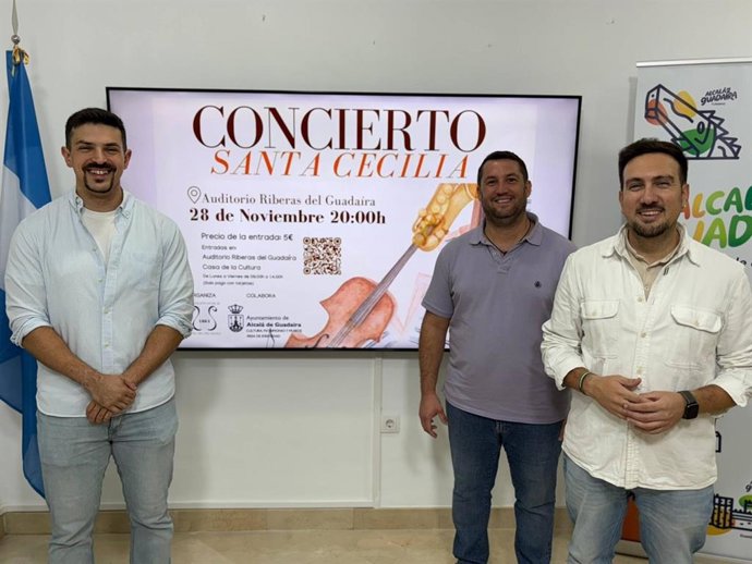 La presentación del concierto tradicional de Santa Cecilia contó con la presencia del delegado municipal de Cultura del Ayuntamiento de Alcalá (Sevilla), Christopher Rivas.