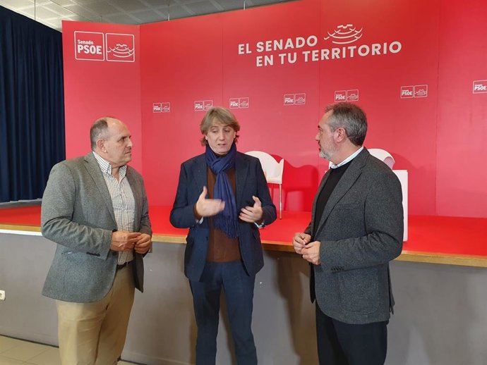 El secretario provincial del PSOE Segovia, José Luis Aceves (izda), Carlos Martínez y Juan Espadas.