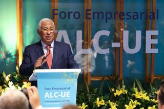 El presidente del Consejo Europeo, Antonio Costa, en el marco de un foro empresarial en los márgenes de la cumbre entre la UE y la Comunidad de Estados Latinoamericanos y Caribeños (CELAC), celebrada en Colombia.