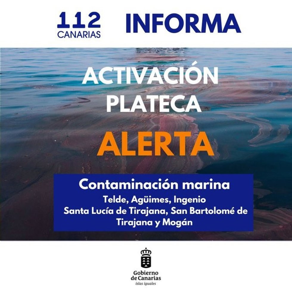 El Gobierno canario activa el Plateca en situación de alerta por contaminación marina en la costa de Gran Canaria