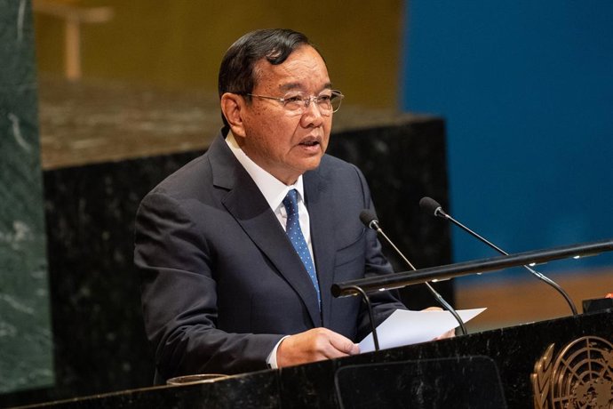 Archivo - September 27, 2025, New York, New York, USA: Sokhonn Prak Deputy Prime Minister of Cambodia speaks during 80th session of General Assembly debate at UN Headquarters in New York, NY on September 27, 2025.