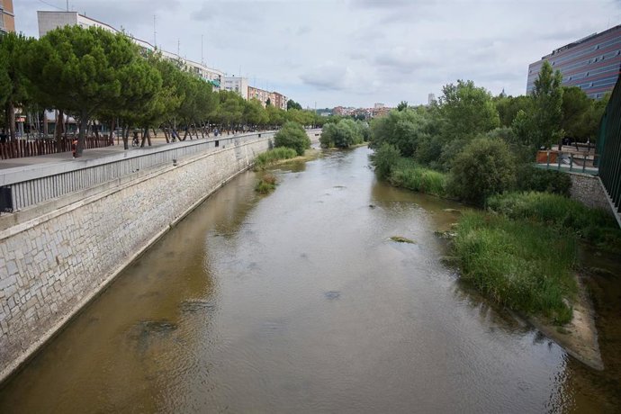 Archivo - El río Manzanares entre el Puente Oblicuo y el Puente Andorra, a 29 de junio de 2024, en Madrid (España). 