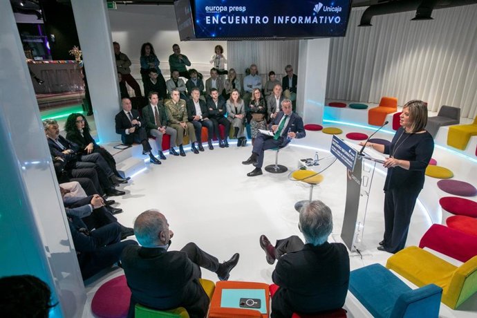 La vicepresidenta del Gobierno de Asturias, Gimena Llamedo, interviene en el Encuentro Informativo de Europa Press y Unicaja 'Asturias, Tierra de oportunidades. Turismo sostenible y reto demográfico' en el Espacio Circus.