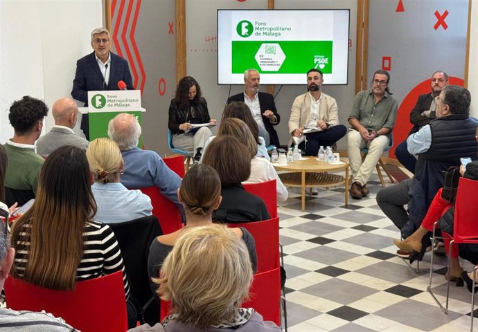El secretario general del PSOE de Málaga, Josele Aguilar, en el Foro Metropolitano del PSOE.