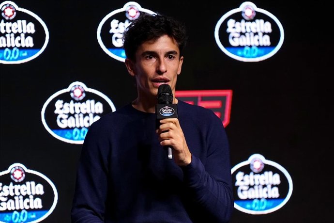 El piloto de MotoGP Marc Márquez (Ducati), en un evento de su patrocinador Estrella Galicia 0,0.