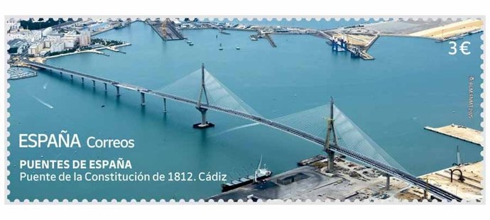 Sello dedicado al Puente de la Constitución de 1812 de Cádiz.