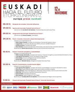 Banner de la jornada económica organizada por Europa Press Euskadi bajo el título "Euskadi hacia el futuro"