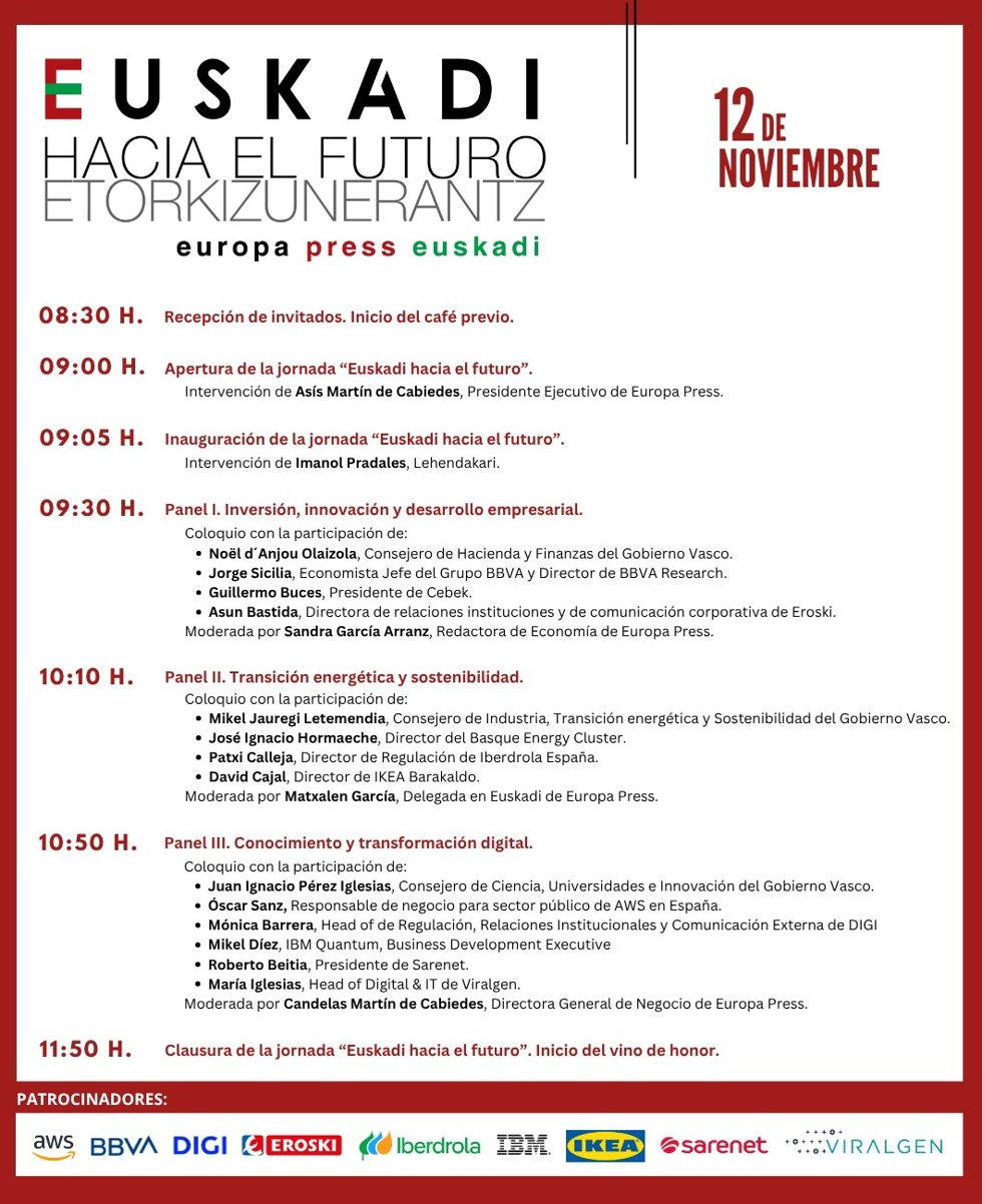Banner de la jornada económica organizada por Europa Press Euskadi bajo el título "Euskadi hacia el futuro"