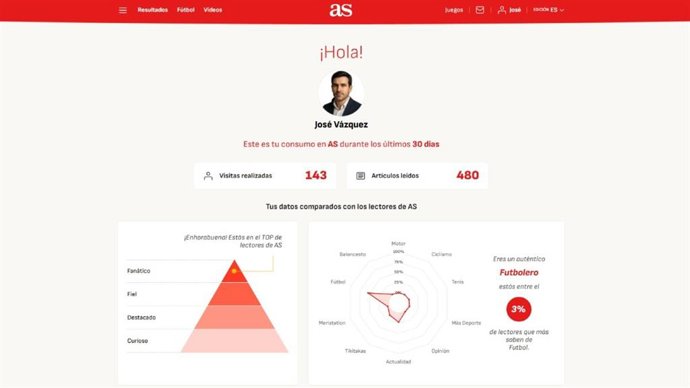 AS lanza 'Mi Temporada', un espacio personalizado para usuarios registrados con noticias de última hora recomendadas