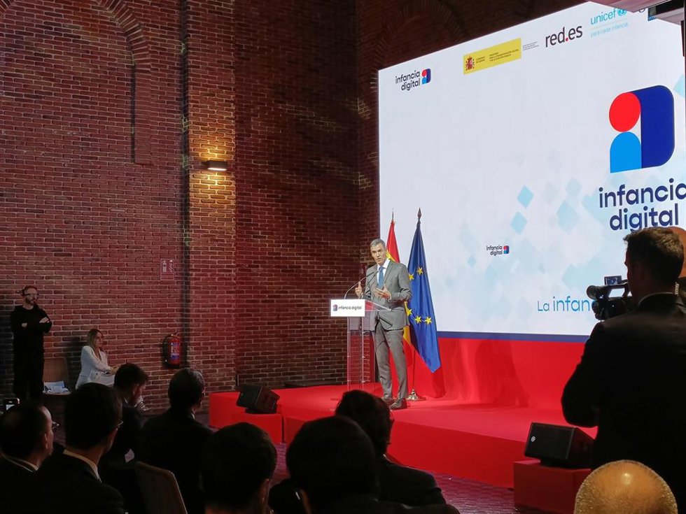 El presidente del Gobierno, Pedro Sánchez durante la presentación del informe 'Infancia, adolescencia y bienestar digital. Una aproximación desde la salud, la convivencia y la responsabilidad social'.