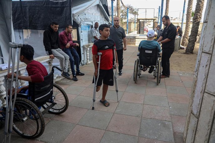 Imagem de arquivo de uma criança de Gaza com uma amputação.