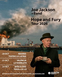 Cartel promocional de los conciertos en España de Joe Jackson.