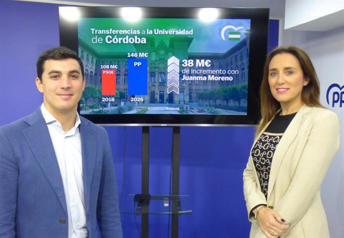 Los parlamentarios autonómicos del PP por Córdoba José Carlos García y Verónica Martos.