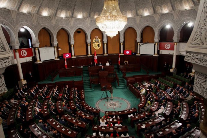 Archivo - October 21, 2024, Tunis, Tunisia: Tunis, Tunisia. 21 October 2024. Kais Saied delivers a speech after taking an oath as president of Tunisia during a swearing-in ceremony at the Assembly of the Representatives of the People in Tunis. Kais Saied 