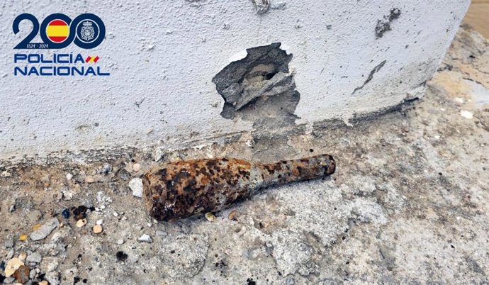 Granada de mortero hallada en unas obras en el campus de la Universidad de Huelva