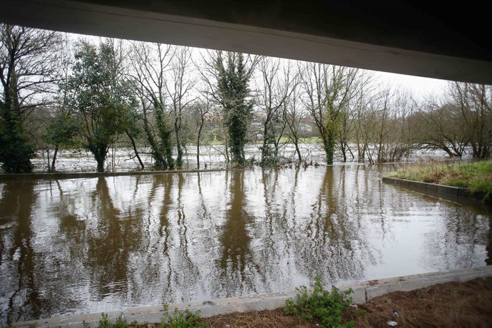 Archivo - Arquivo - Desbordamento do río Miño, a 28 de xaneiro de 2025, en Lugo, Galicia (España). A borrasca Herminia provocou numerosas desfeitas en Galicia e aínda que a situación empeza a mellorar, nas últimas horas mantéñense afeccións no tráfico f