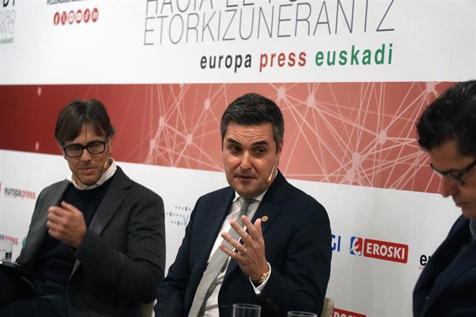 El consejero de Industria, Transición energética y Sostenibilidad del Gobierno Vasco Mikel Jauregi Letemendia durante el segundo panel de la jornada ‘Euskadi hacia el futuro de Europa Press.