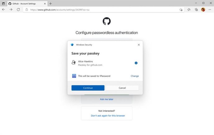 Compatibilidad nativa con administradores de claves de acceso de terceros en Windows 11.
