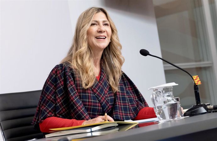 La vicepresidenta del Gobierno de Aragón, Mar Vaquero, en rueda de prensa.