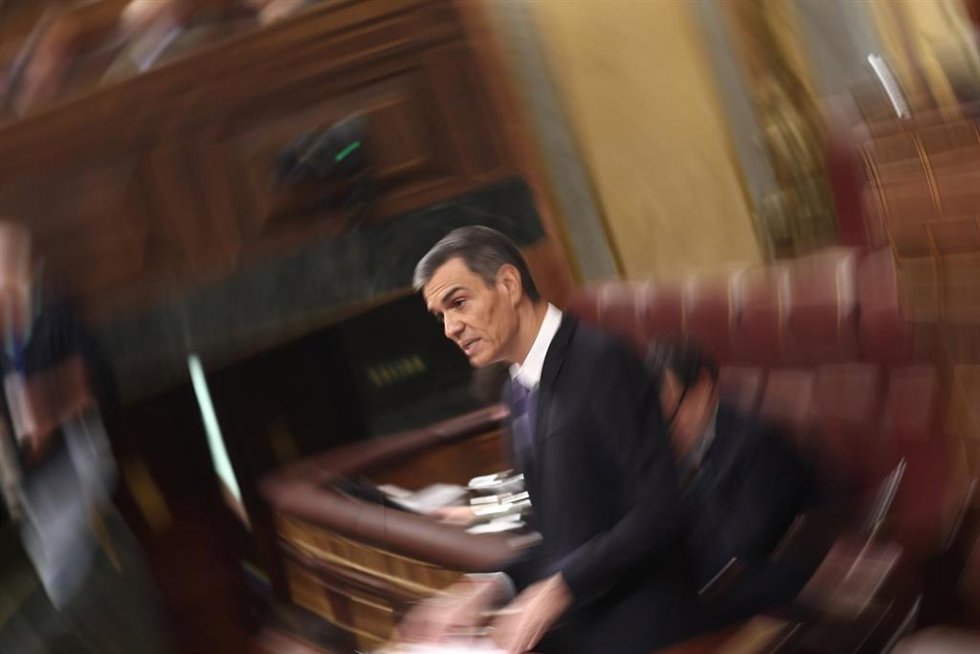 El presidente del Gobierno, Pedro Sánchez, durante una sesión plenaria